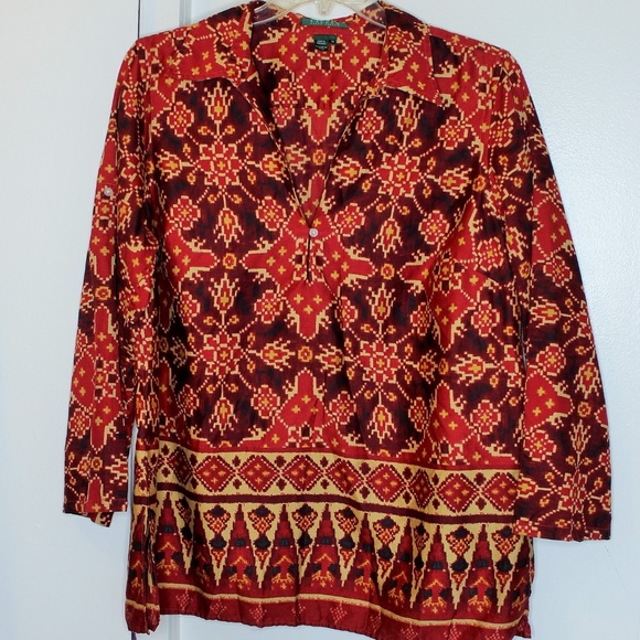 Lauren Ralph Lauren Tops - Ralph Lauren Red Southwestern Aztec Top 1X